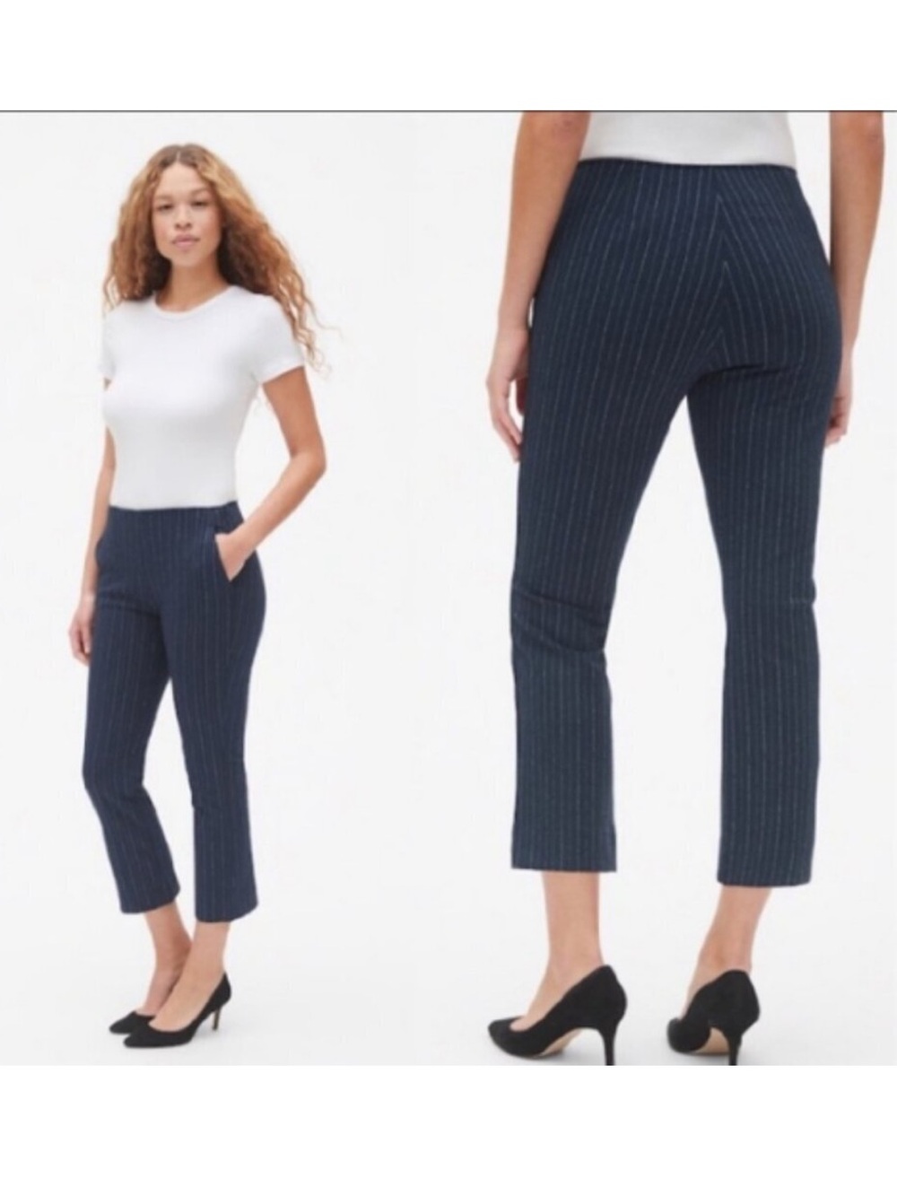 GAP Pinstripe Crop Flare Trousers